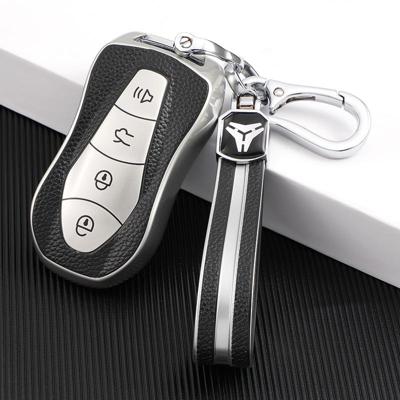 Geely Boyue Pro Key Case - Trendy Protective Leather Shell with Buckle for Xingyue S Remote