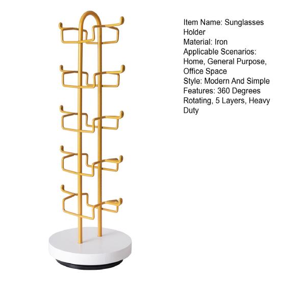 360 Grad Drehbarer Sonnenbrillen-Organizer 5 Schichten Metall Brillen Aufbewahrungsregal Platzsparend Hochbelastbar Brillen Displayständer Halter