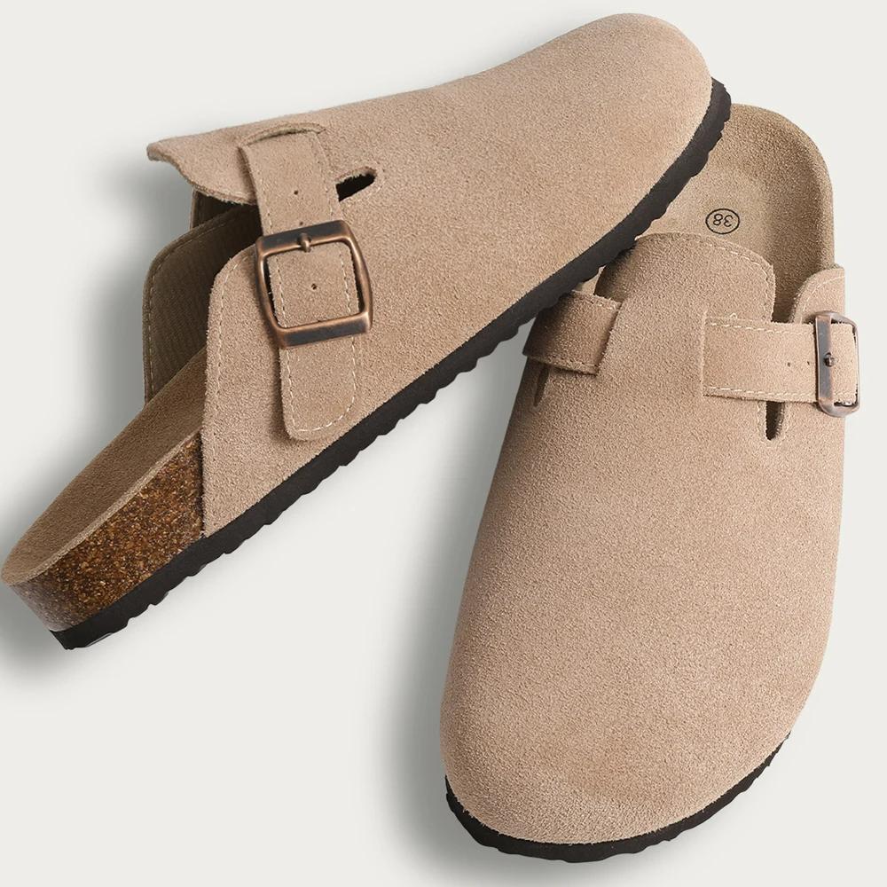 Fashion Crestar Cork Suede Mules Slippers For Women Fashion Men Clogs Shoes Classic Cork Antislip Outdoor Slippers With Arch Support