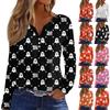 T-skjorte for kvinner T-skjorte med blomstertrykk Langermet Daglig helgmote Basic V-hals Vanlig topp