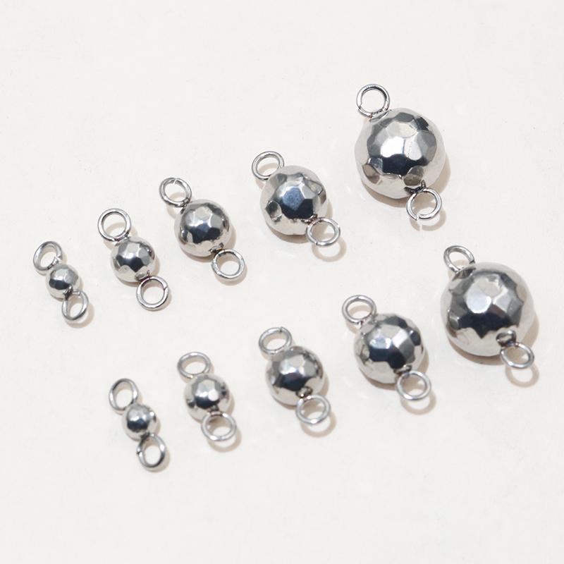 

20pcs 4/5/6/8mm Double Loops Round Stainless Steel Bead Ball Charms Pendant Connector Earrings Necklace DIY Jewelry Accessories 3mm