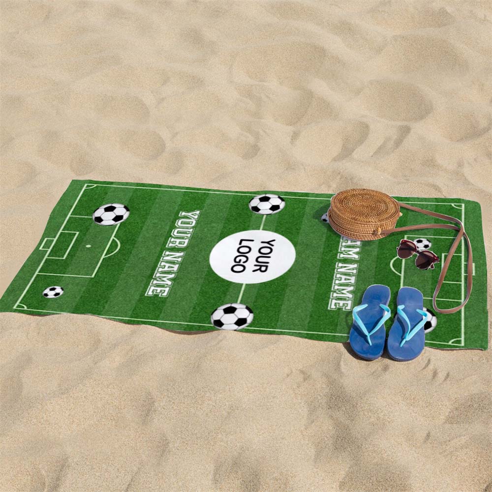 Personalized Football Field Name Beach Towel Sport Team Club Logo Pool Towel School Team Towels Volleyball Soccer Team Gift