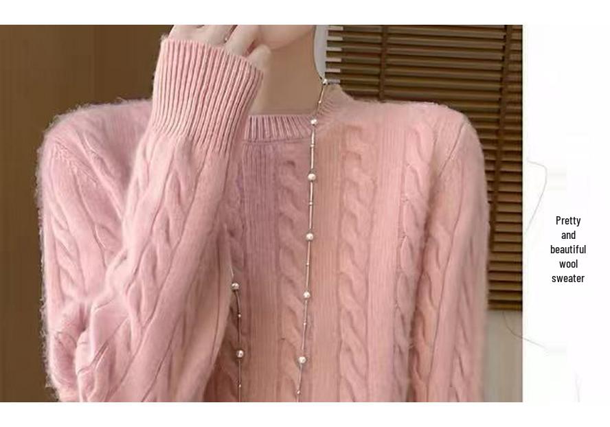 Women's 100% Cashmere Ribbed Sweater - Thick, Loose, Solid Color Pullover for Autumn and Winter
