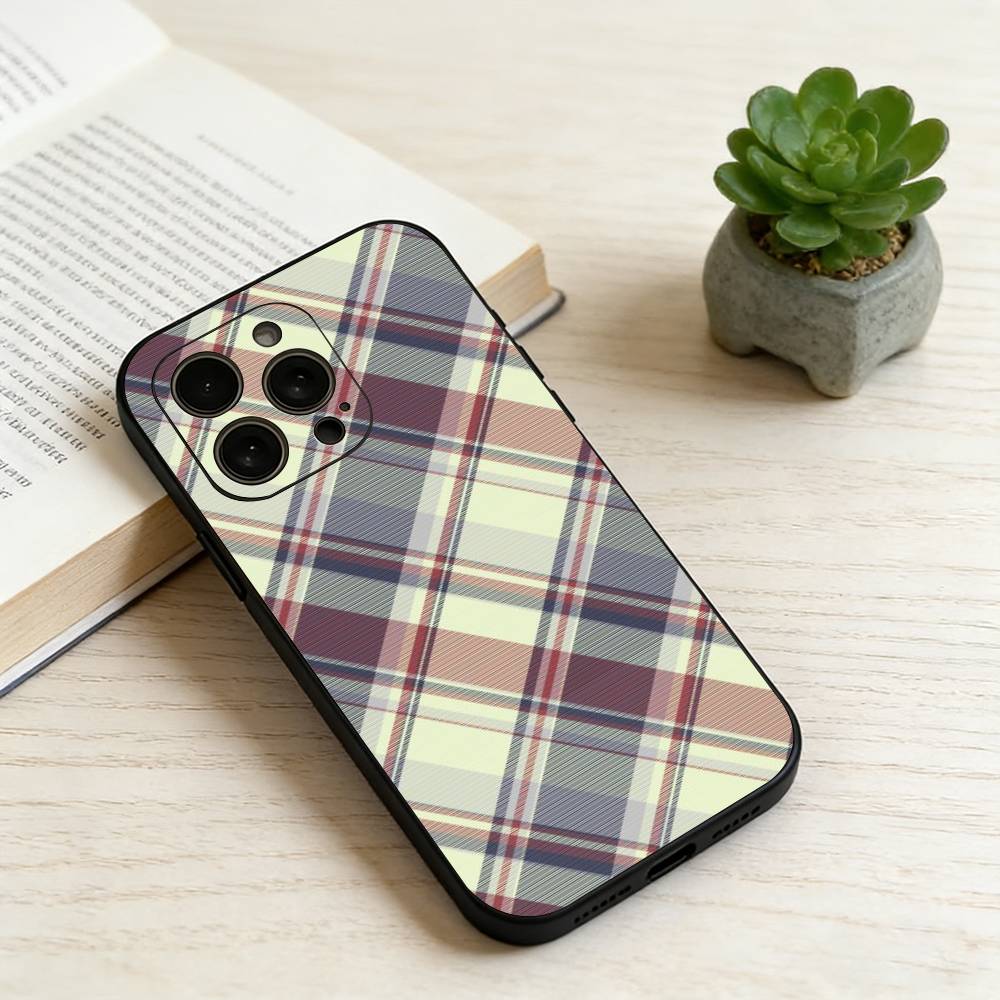 Fashionable Classic Plaid Pattern  Phone Case For iPhone 17,16,15,14,13,12,11 Plus,Pro Max,XS,Soft Silicone Black Cover
