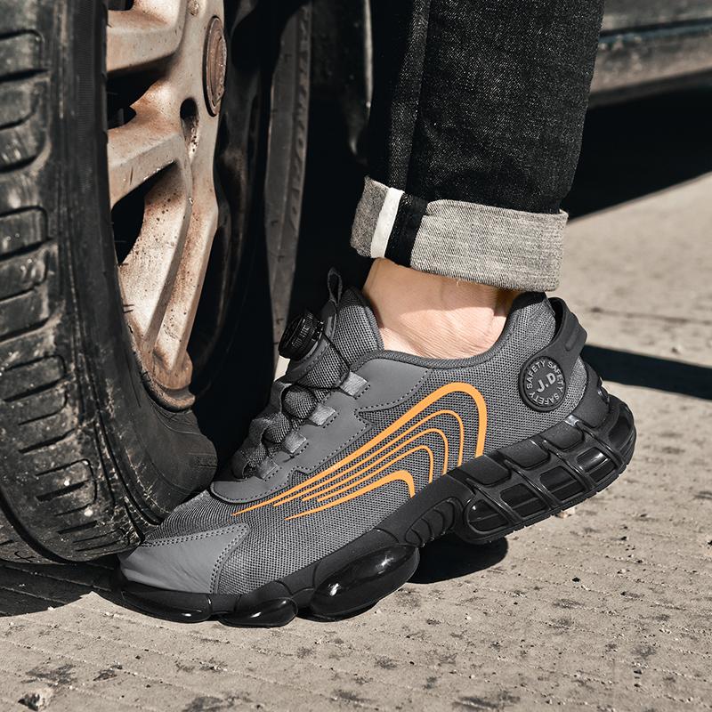 Mote Roterende Knapp Sikkerhetssko Menn Ståltå Sneakers Punkteringssikre Arbeidssikkerhetsstøvler Luftpute Sport Arbeidssko Knusesikre Støvler
