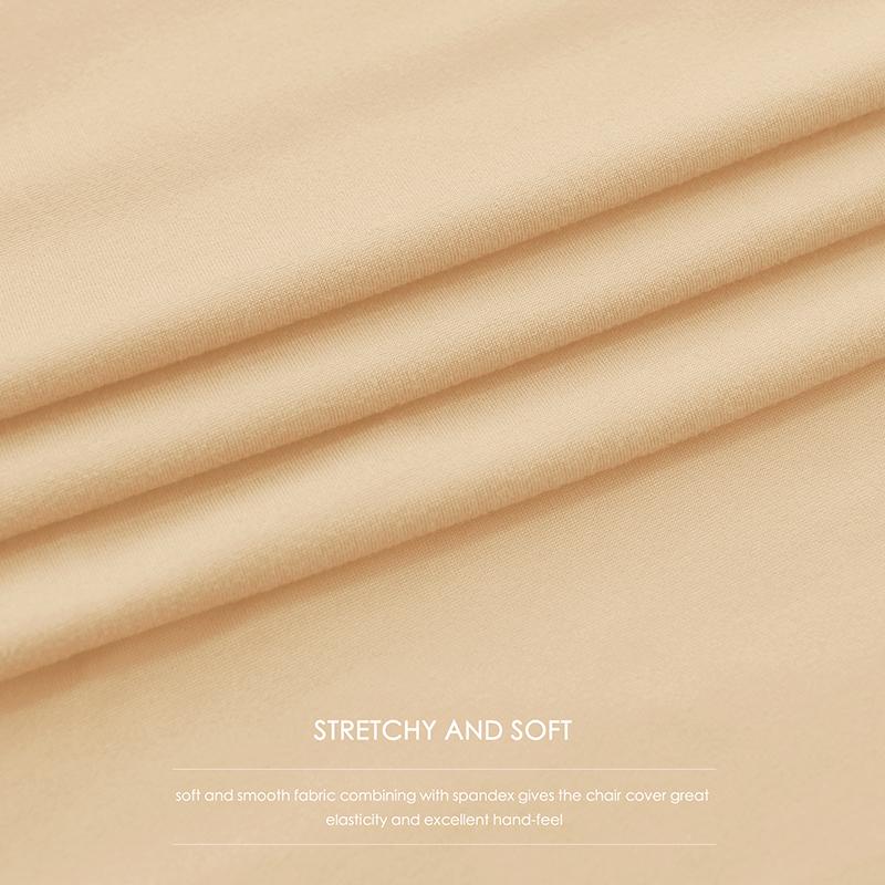 Universalt Anti-Skittent Stoltrekk Beige Elastisk Mykt Ensfarget Stoff Stoltrekk For Spisestue Bryllup Hjemmedekor Setebeskyttere