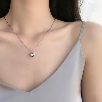 Enkelt Kvinna Hjärthalsband Kvinnligt Kärlekshjärta Hänge Halsband Smycken Flickor Länkkedja