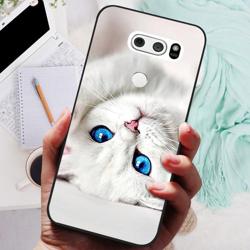 Para LG V30 V30+ Funda Gato Lindo Pintado Trasera para Teléfono Para LG V35 V30S Thinq Funda Silicona Suave Para LGV30 V30 Plus Fundas Coques