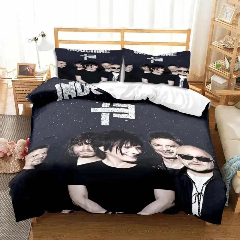 3D-tryck Indochine Rock Logotyp Sängkläder Set Dubbel Twin King Påslakan Täcke Örngott Pojkar Flickor Vuxna Sovrum