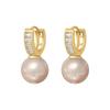 Pink Pearl Zircon U-Shaped Ear Cuffs - Geometric Design Pearl Slimming Earrings
