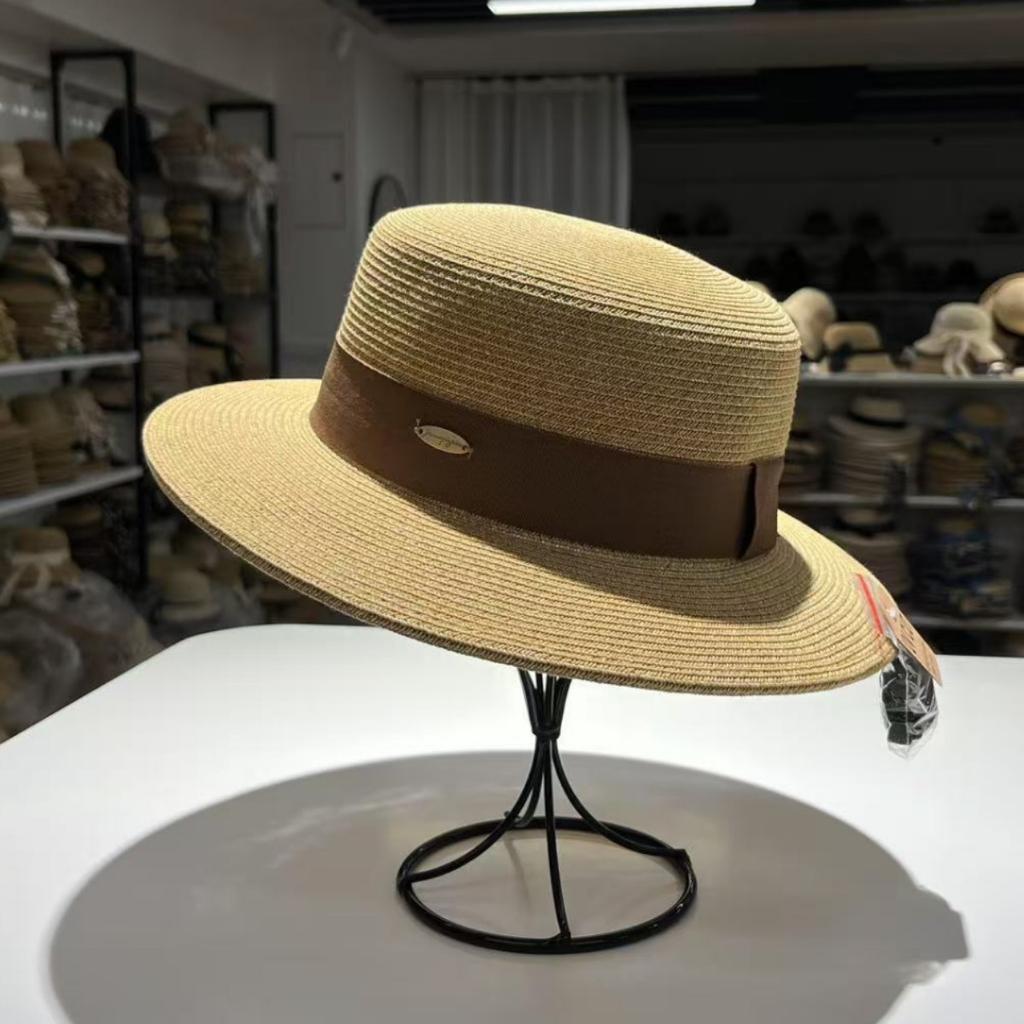 High Quality Straw Hat Women's Sun Hat French Top Hat Men's and Women's Versatile UV Protection Flat Top Sun Protection Hat Sun Hat