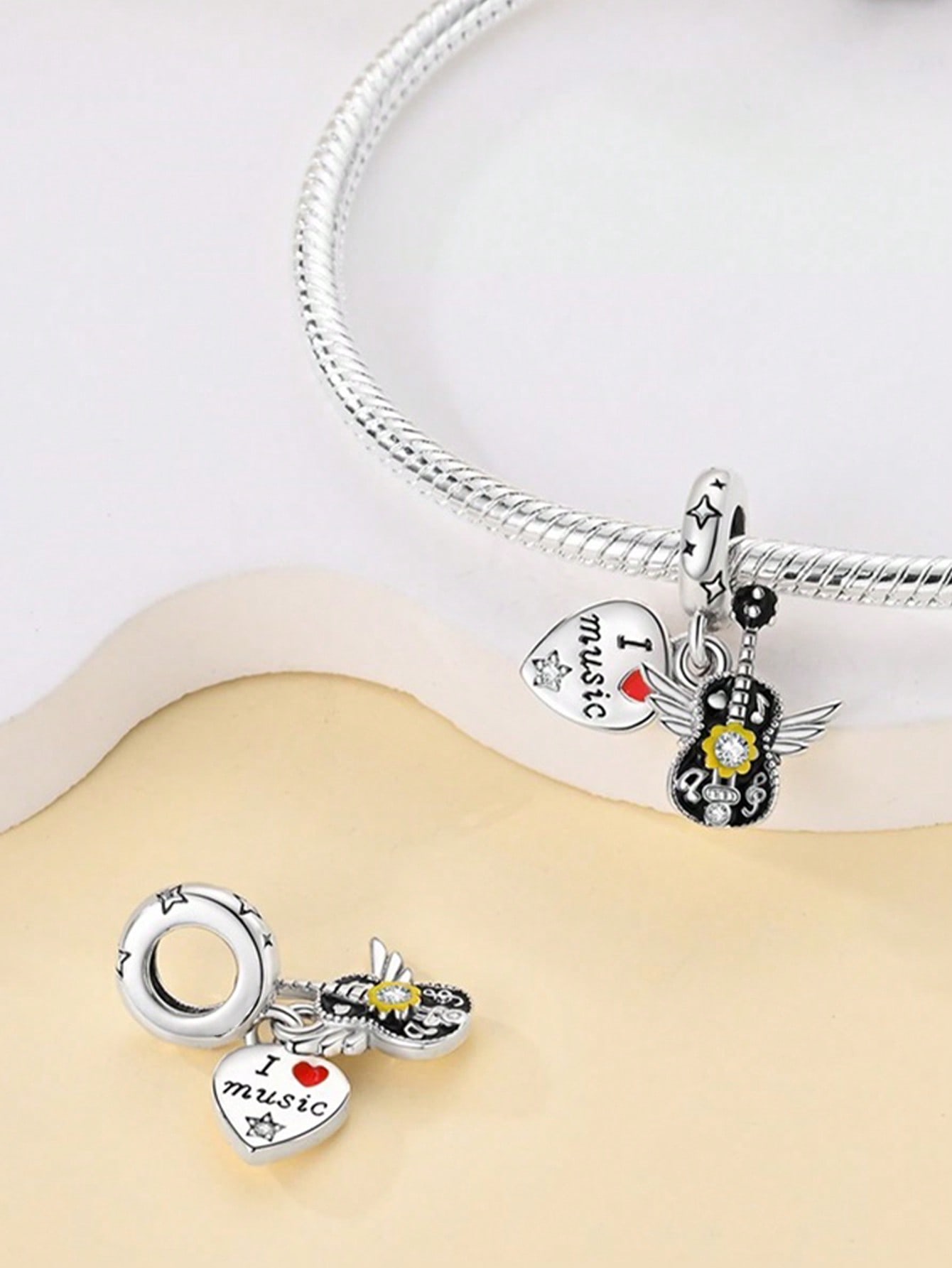 

Charm Bead Components Plata Music Cat Earphones Harp Bead Components Charm Bead Component Copper Metal Plated Compatible With Charm Bead Components