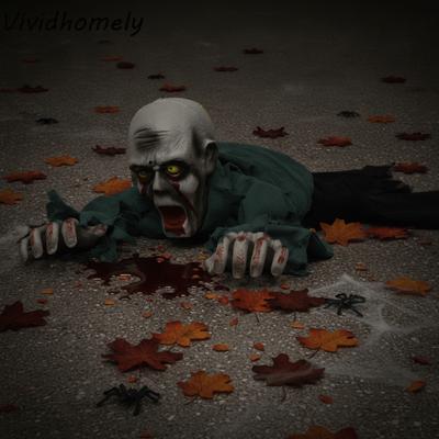 Elektrischer Halloween Krabbelgeist Glatze Sprachaktivierte Hof Blutiger Zombie Realistisches Leuchtendes Auge Kletternder Zombie Figur