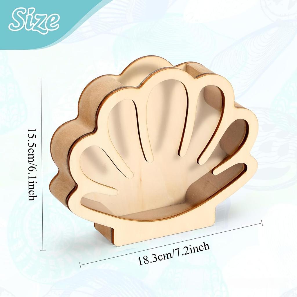 Starfish Wooden Shell Display & Storage Box - Beach Decor