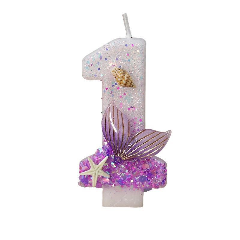 Mermaid Tail Birthday Candles With Starfish, Number Candles, Creative Cake Decorations For Birthday Party, Diy Party Decoration