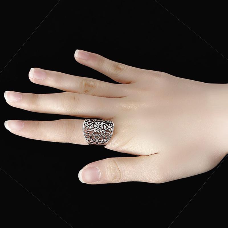 Versilberter Retro Wolkenmuster Verstellbarer Ring