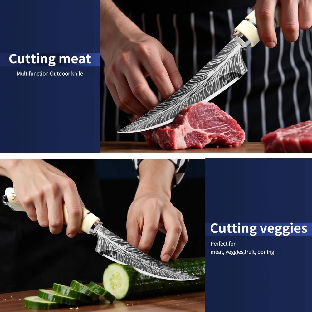 1 buc. Cuțit de dezosat cu lamă ascuțită curbată pentru cutie cadou Bucătărie Duritate mare Forjat Textură Damasc Cuțit ascuțit Cuțit de fructe