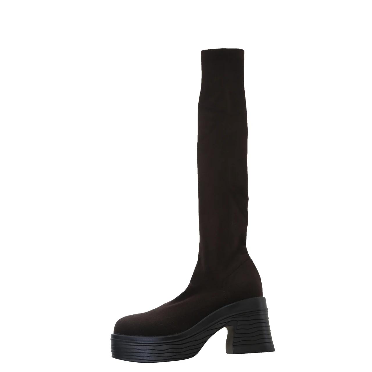 

Модные удобные повседневные эластичные ботинки 2024 года, модные дышащие женские вязаные носки с круглым носком, высокие ботинки на платформе для женщин 36 коричневый