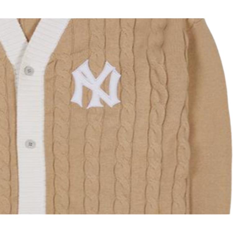New Era MLB Series Color Block Trim Single-Breasted V-Neck Knitted Cardigan Sweater Unisex Sweater Khaki 13559742