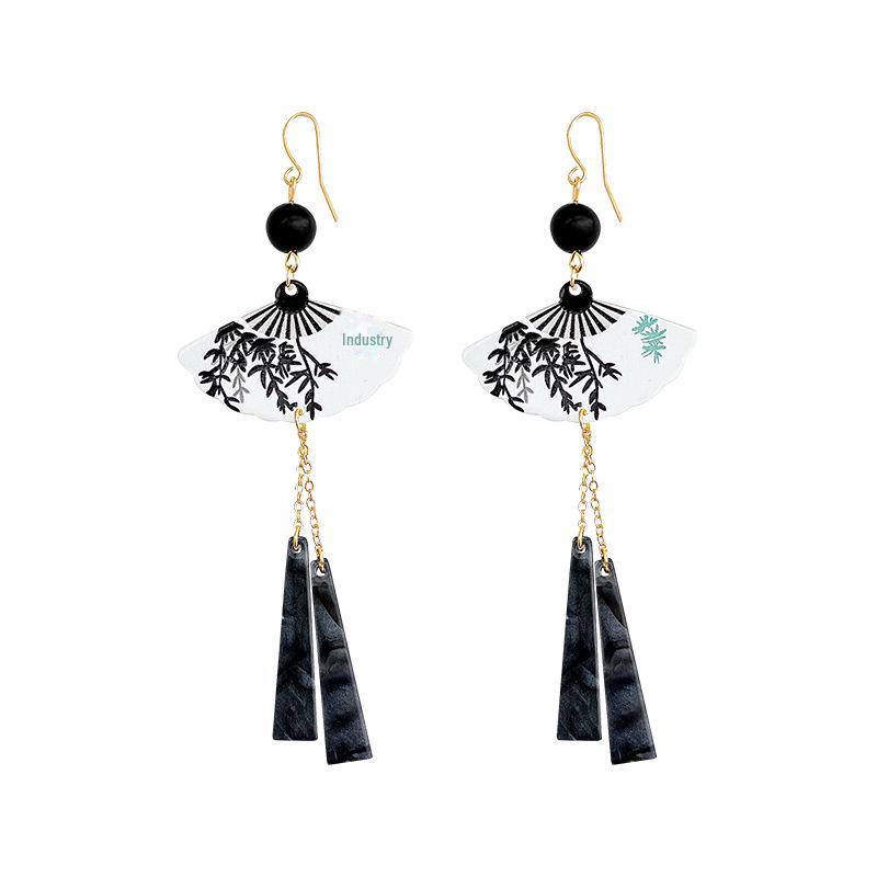 Cercei eleganți cu ciucuri în stil chinezesc: Design evantai pliabil medieval, inspirat de cheongsam retro pentru femei, bijuterii de urechi versatile și elegante.