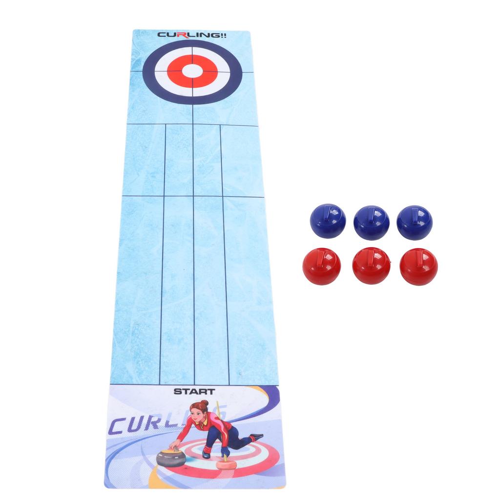 Masa Üstü Curling Oyunu Rulo Yapılabilir İnteraktif Eğitici Rekabetçi Taşınabilir Curling Tahtası Aile