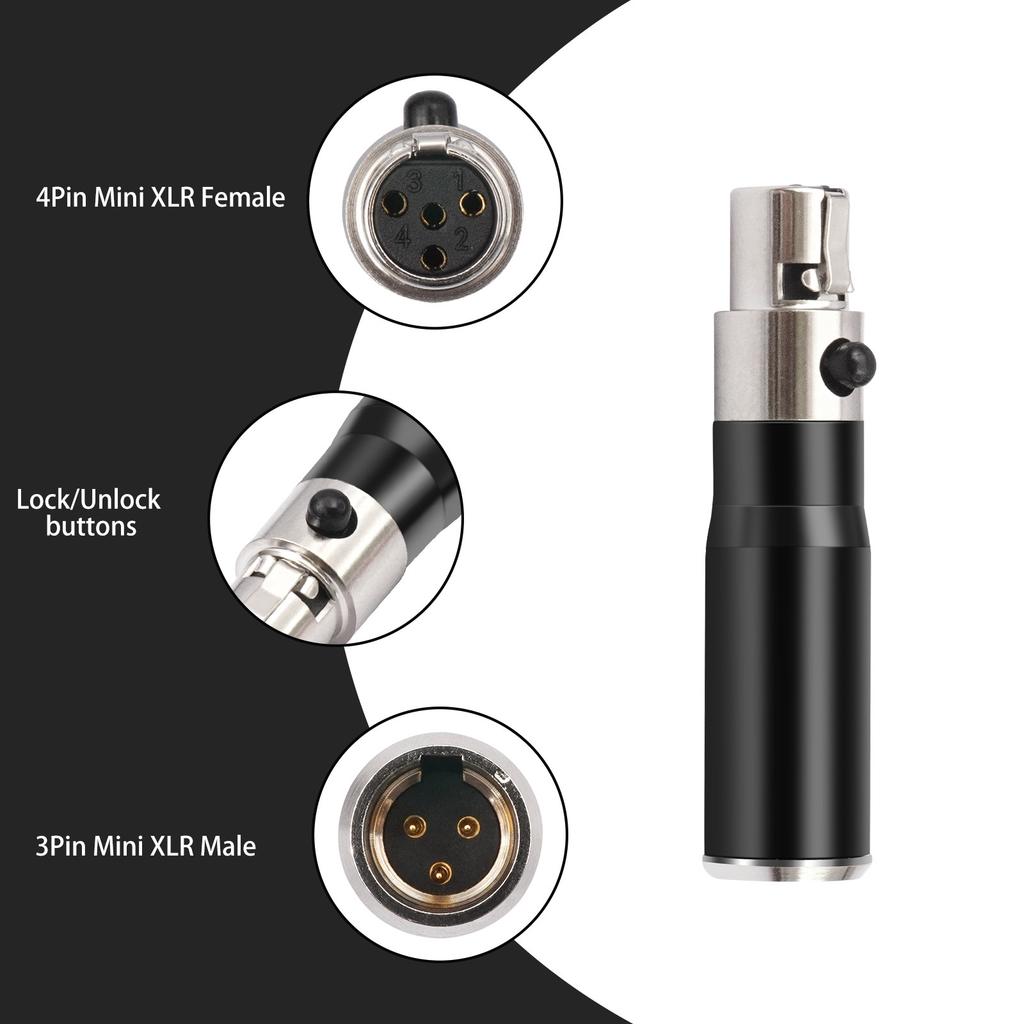 Mini 4Pin XLR Female 3Pin MIni XLR Male Connector for Reliable Auditory Equipment Interfacing