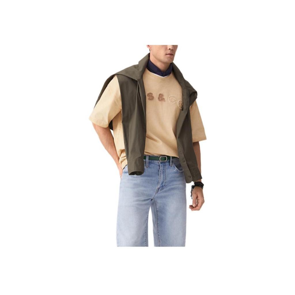 Levis SS25 Front Patch Pattern Comfortable Crew Neck Short Sleeve T-Shirt Men T-Shirts Light-Brown 003N6-0001