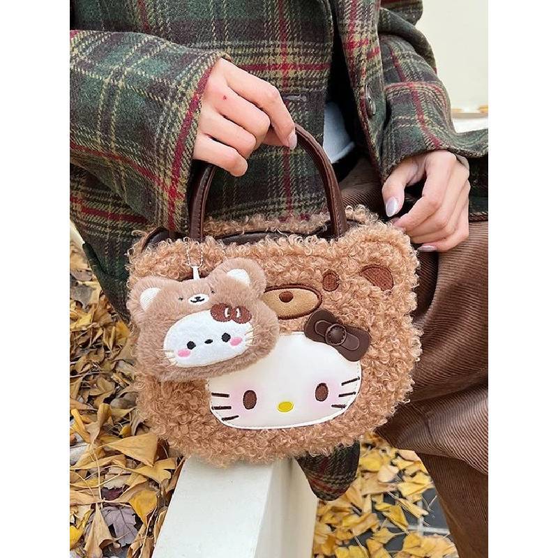 Plush Shoulder Bag With Cartoon Pattern For Casual Daily Use