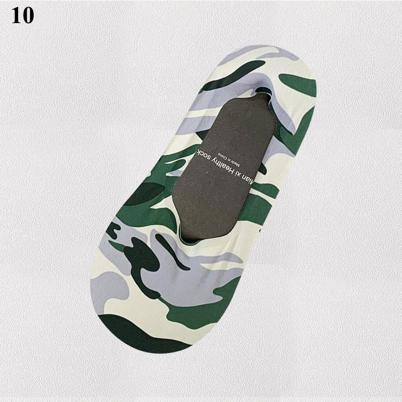 Summer Men Low Cut Ice Silk Invisible Socks Breathable Thin Camouflage Cartoon Animals Print Non-Slip Silicone Fun Fashion Socks
