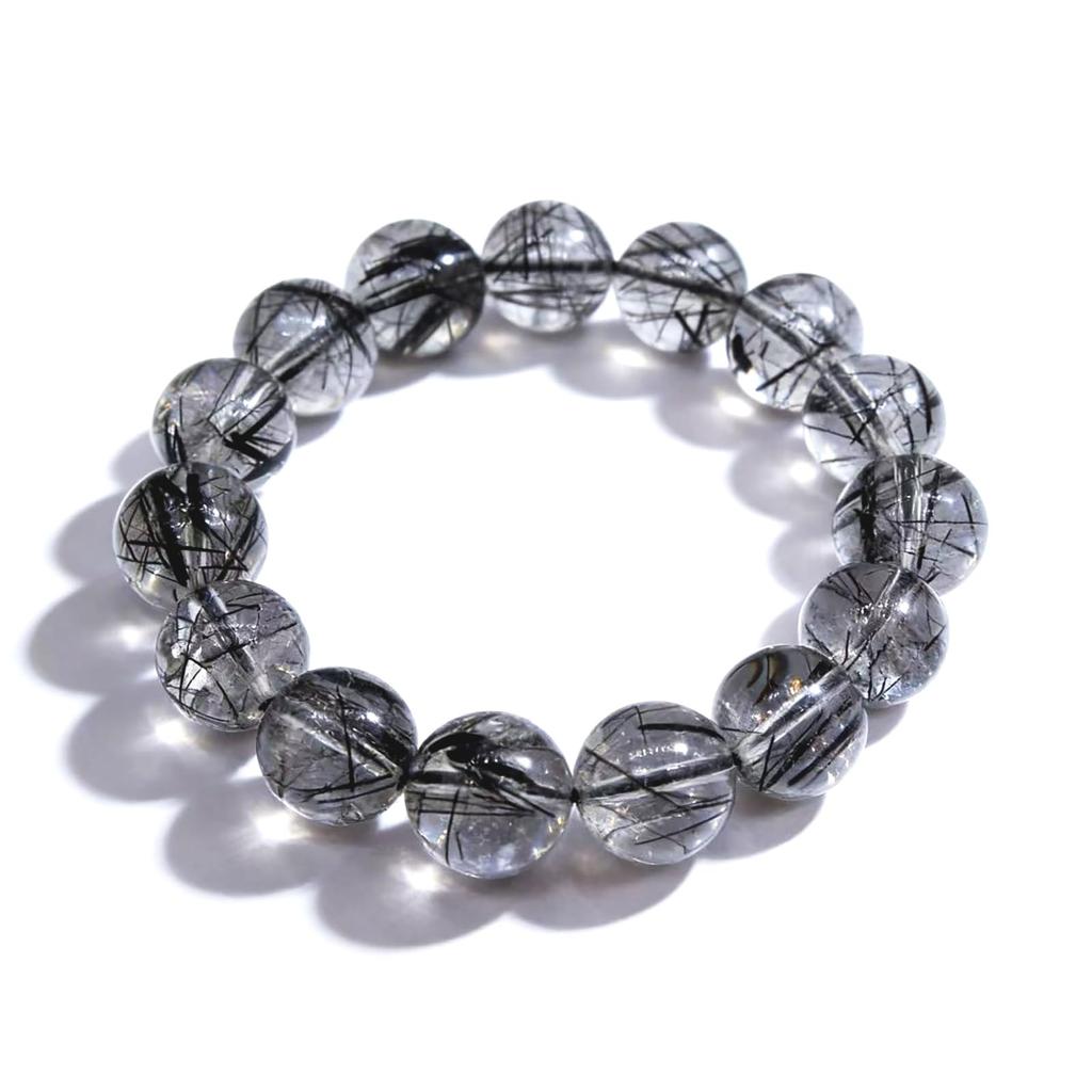 [POWERTONE] Black Rutile Quartz Bracelet [One-of-a-kind] Completely Natural Crystal, Elegant, Carefully Selected, Beautiful, Highly Transparent, Good