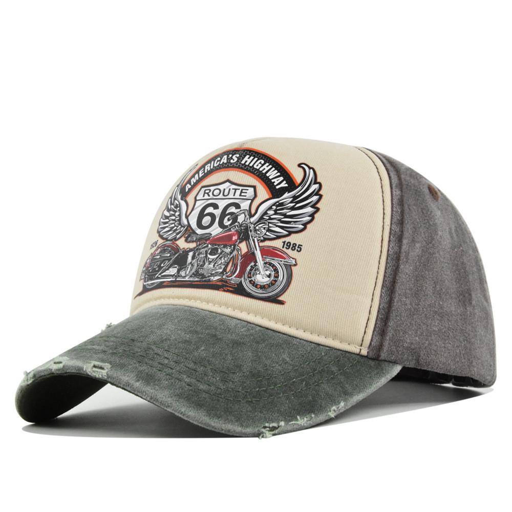 Berretto da Baseball Vintage Route66 Cappello con Stampa Retrò a Becco d'Anatra Cappello da Motociclista Camionista Cappello da Sole da Uomo
