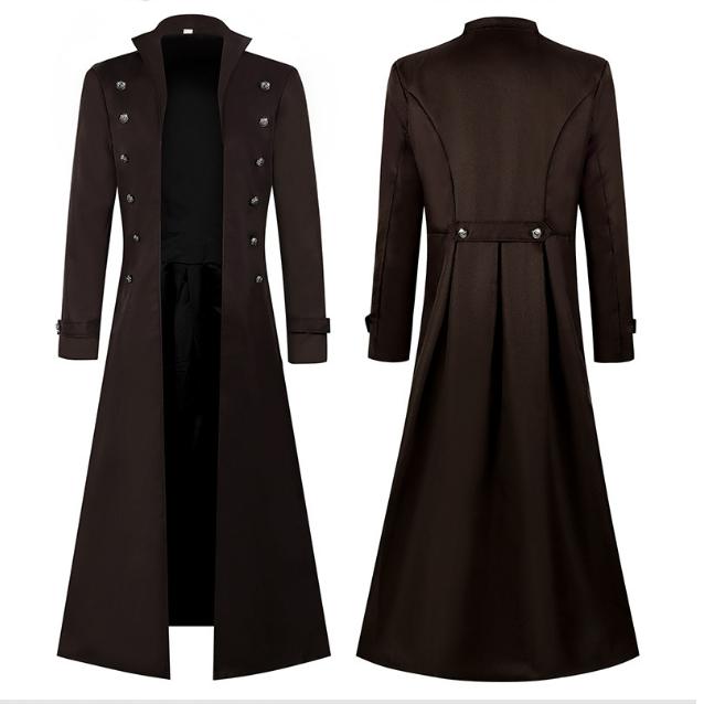 Medieval Gothic Double-Breasted Vintage Coat Stage Cosplay Costume