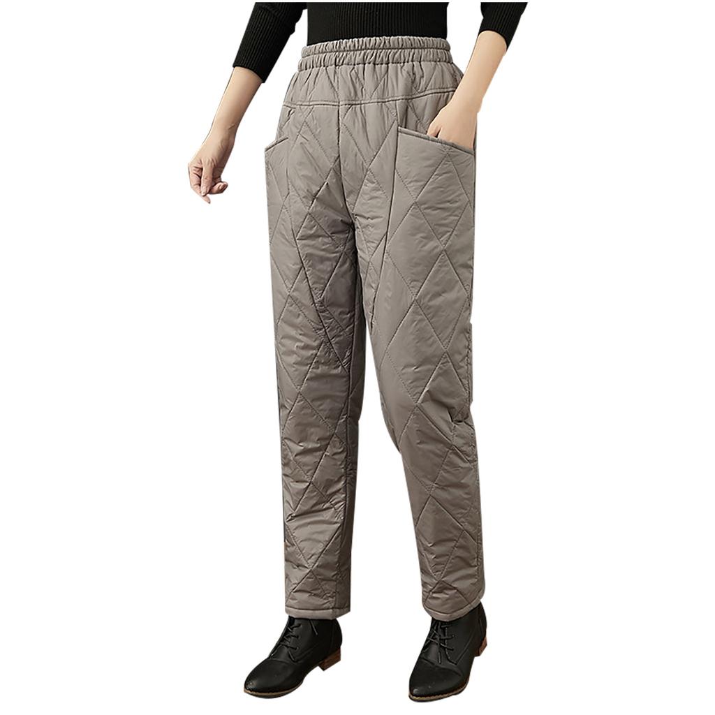 Women's Casual Cotton Trousers For Winter Warmth And Thin Down Straight Pockets