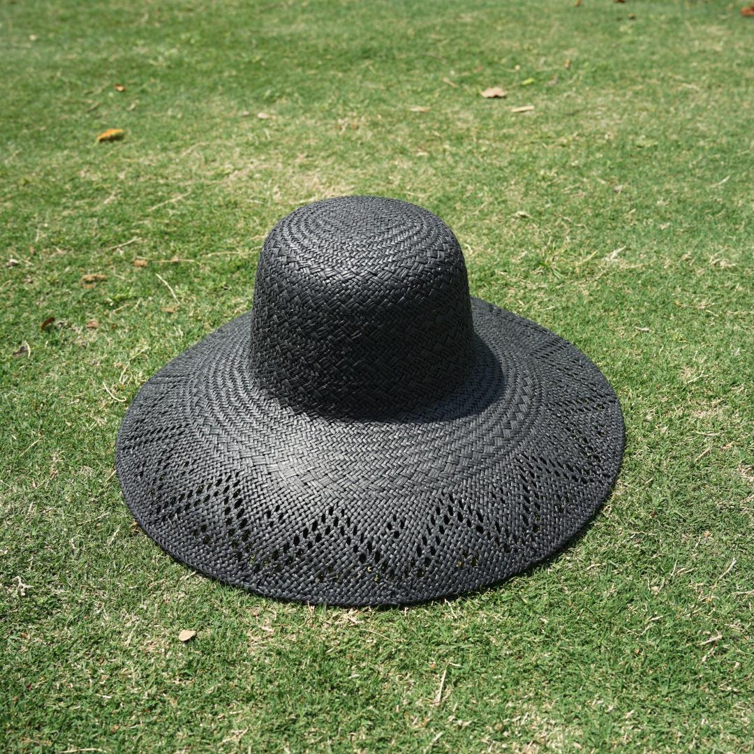 

French Retro Hepburn Black Big Brim Hollow Woven Basin Hat Top Hat Women S Summer Sunshade Sunscreen Vacation Beach Straw Hat M（56-58cm）