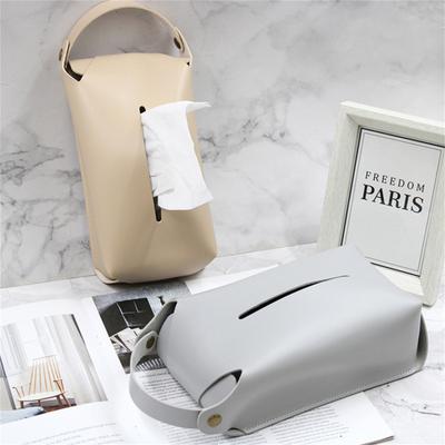 Sturzfester Reise-Serviettenhalter mit Griff Faux-Leder Tragbarer Taschentuchbox-Spender für Outdoor