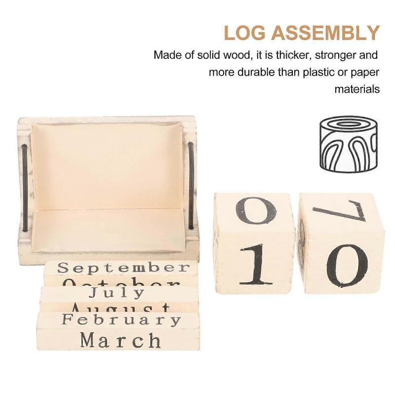 Wooden Block Calendar Tabletop Block Calendar for Home Use