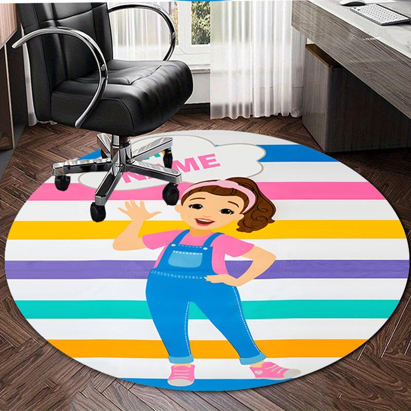 Personalized M-Ms Rachel Round Chair Office Rug - Perfect for Mat, Office Chair & More - Ideal Gift for Birthdays and Holidays