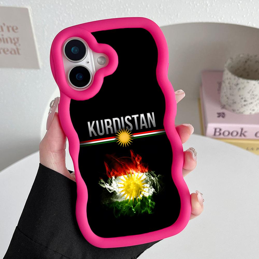 Kurdistan Flag Wavy Edge TPU Mobile Phone Case for iPhone 17 16 15 14 13 12 11 Air Pro Max Plus Colorful Cover