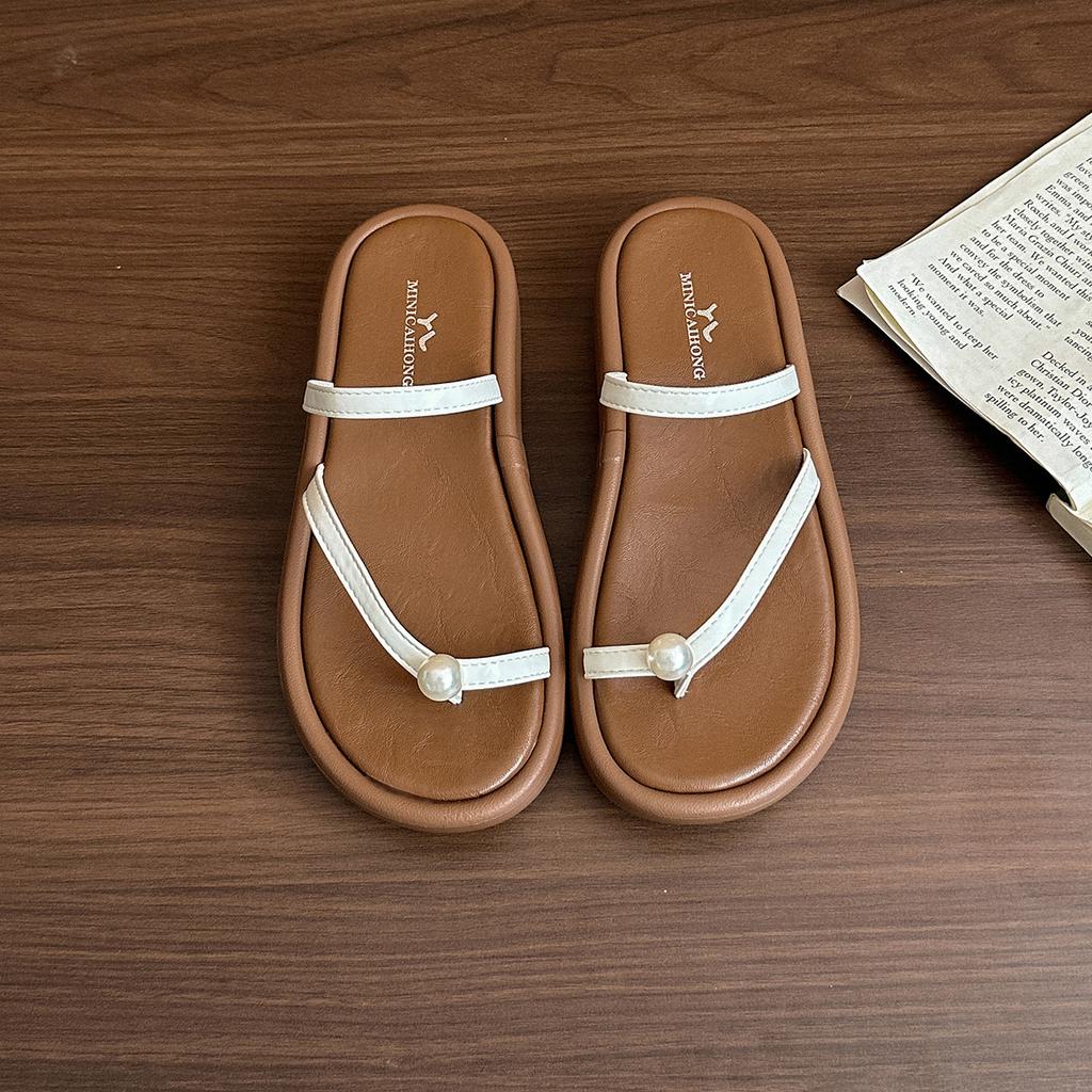 Plateausandalen mit silberner Zehenpartie, Damen Sommer 2025, neue koreanische Version im Perlen-Feen-Stil mit Rock, römische Strandschuhe