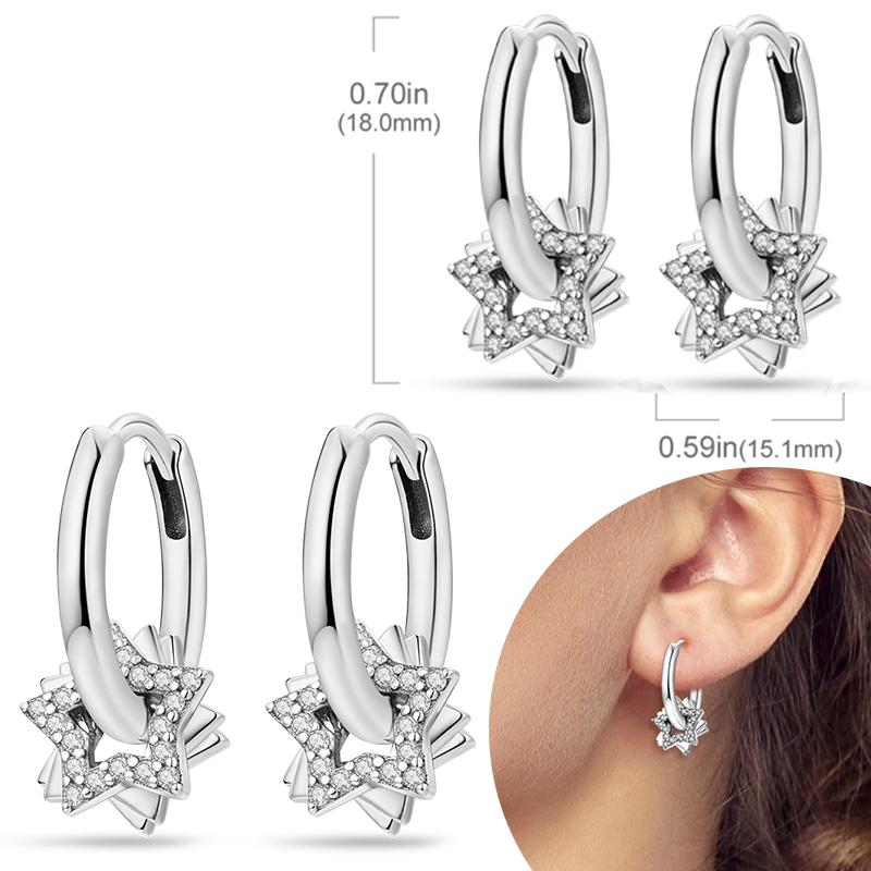 Women Earring 925 Silver Hoop Earrings Love Heart Butterfly Drop Earring Stud For Women Girls Party Jewelry Gifts