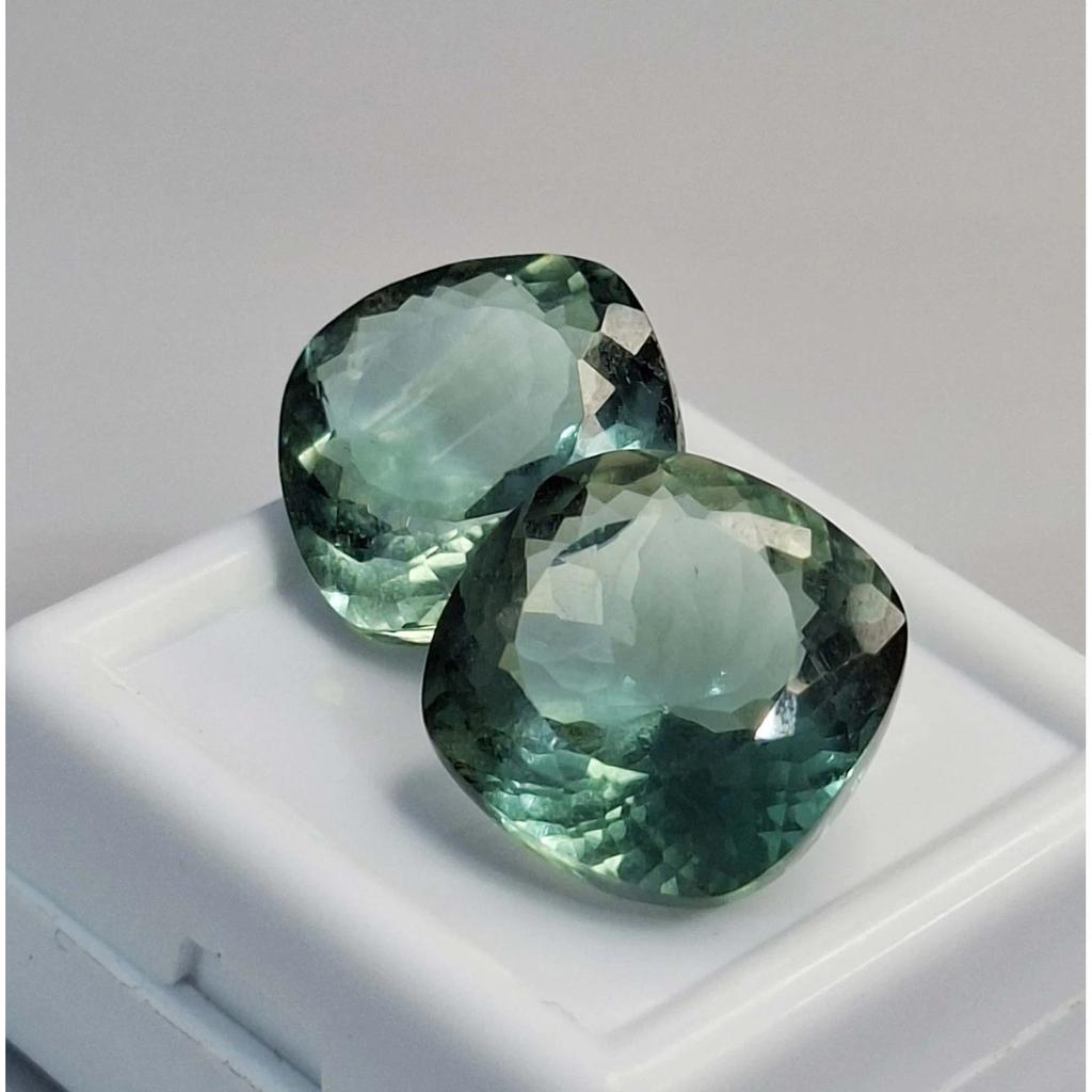 Certified Natural Green Sapphire Cushion Cut 11-13 Ct Pair Beautiful Gemstone