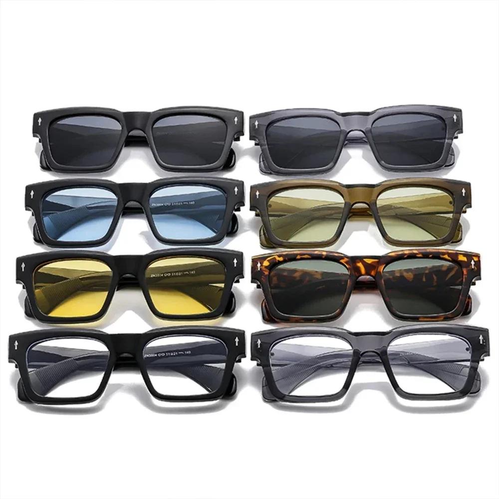  Fashion Square Men Sunglasses Retro Shades UV400 Rivets Women Punk Olive Green Trending Sun Glasses