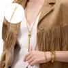 Delicate Tassels Detail Lock Charm Necklace Adding Movement and Graces Adjustable Fit Feminine Elegances Clavicle Chain