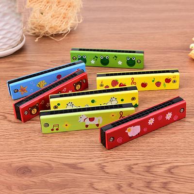 Söt Tremolo Munspel 16 Hål Barn Musikinstrument Pedagogisk Leksak Träskydd Färgglatt