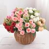 Silk Red Rose Bouquet Artificial Flowers Wedding Accessories Peony Fake Flower DIY for Wedding Party Table Vase Home Decoration