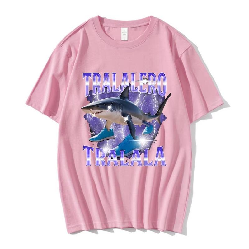 

Тралалеро Тралала Забавный мем про акулу Итальянский бред Футболка Женская мода Винтажные футболки Повседневные хлопковые футболки S