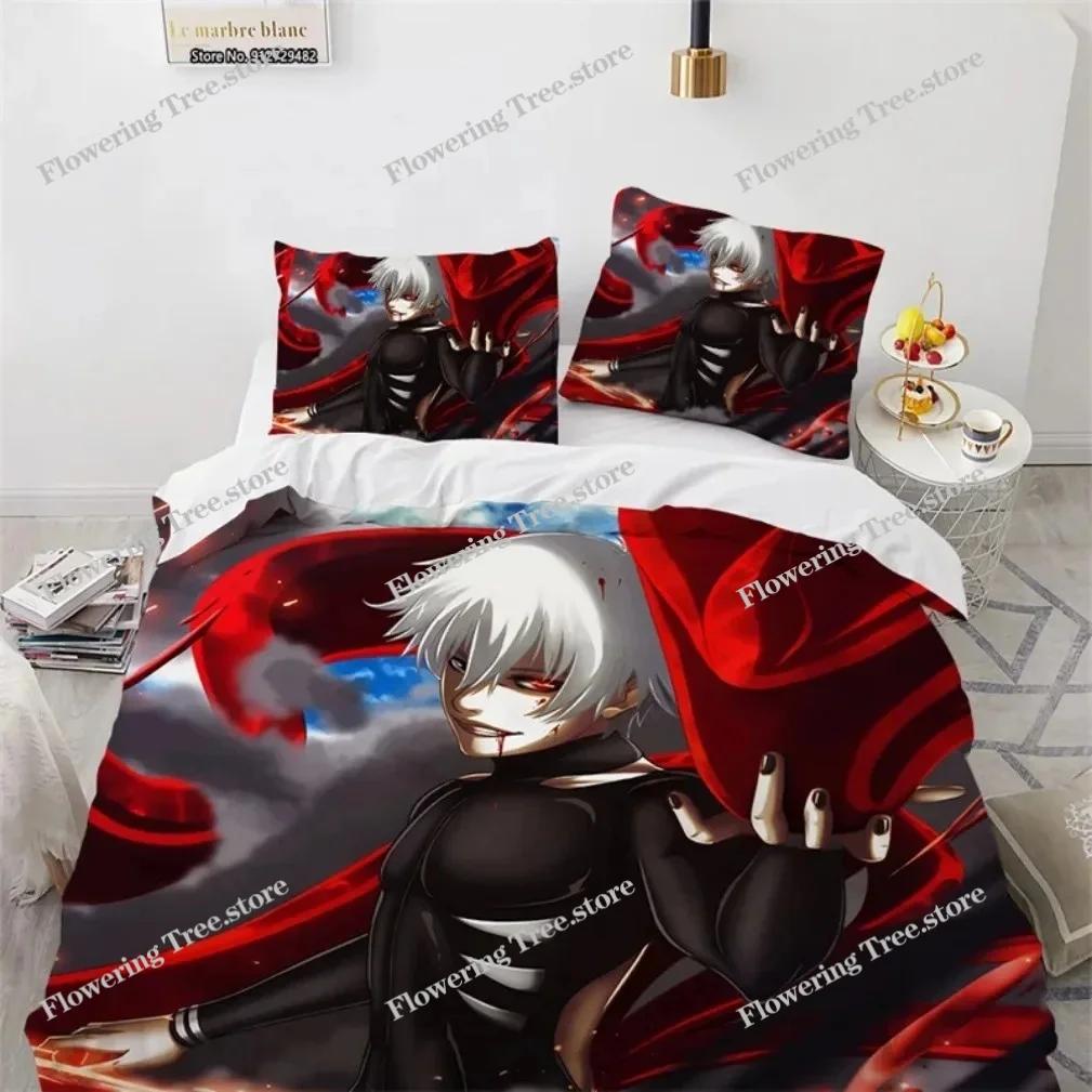 3D-Druck Anime Tokyo Ghoul Kaneki Ken Bettwäsche-Set, Tokyo Ghoul Bettbezug Bettset Steppdecke Kissenbezug Bettdecke King Queen