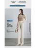 Women's Summer High-Waist White Ice Silk Straight Pants