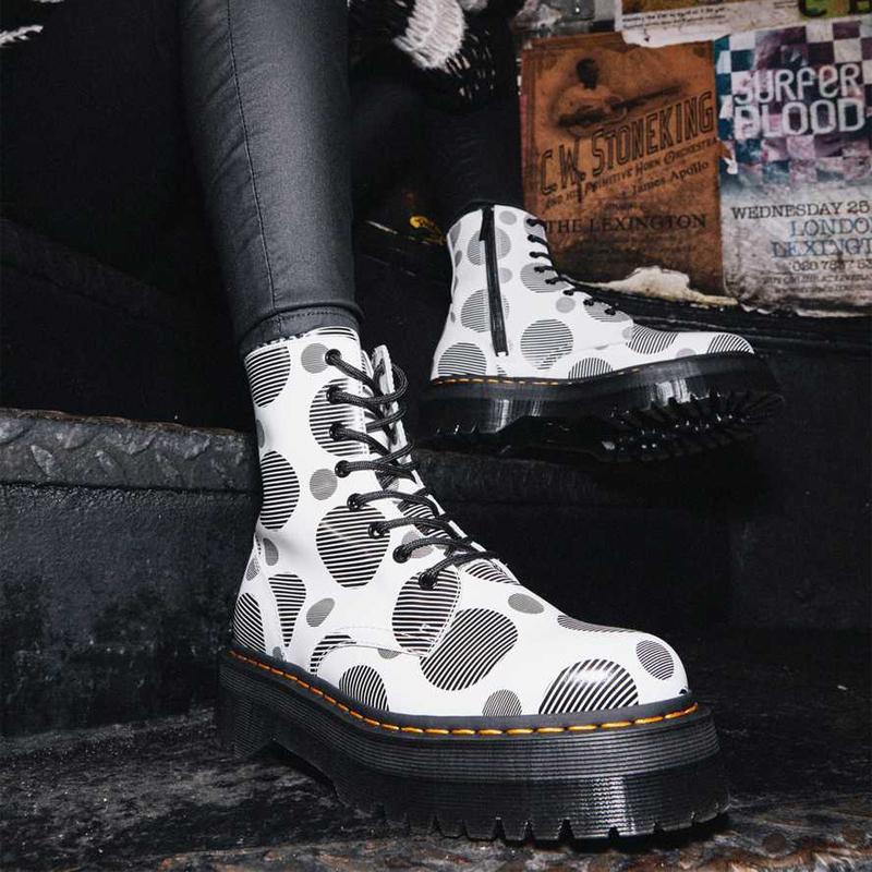 Dr. Martens Jadon Leather Comfortable Durable Mid-Calf Boots Unisex Boots White Black 26882101