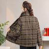 Winter new loose cotton-padded clothes stand-up collar cotton-padded jackets plaid women's cotton-padded clothes thickened warm jackets